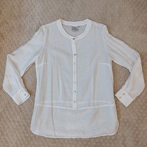 Finley Semi-Sheer White Top Rayon Nylon Boho Coastal L
